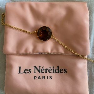 Les Nereides Paris Golden Brown Diamantine Round Stone Bracelet